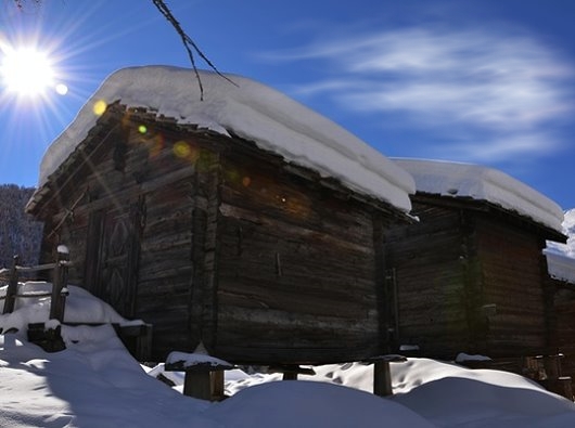 Saas Fee Stadeln im Winter